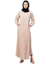 Trendy Basic abaya with front opening and hidden placket in the Shade  Skin